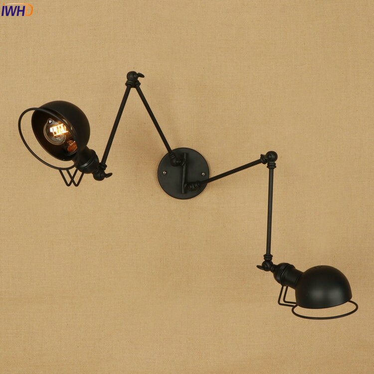 Vintage Industrial LED Wall Lamp with Swing Arm