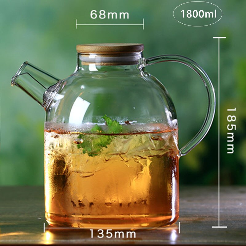 Transparent Glass Juice Jug 900-1800ML with Stainless Steel Lid