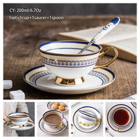 Thumbnail for Europe Bone China Coffee Cup Set with Saucer Spoon 200ml - Casatrail.com