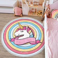 Beautiful Unicorn Printed Kids Room Round Rug