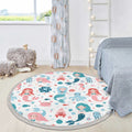 Mermaid Printed Kids Room Round Rug,
