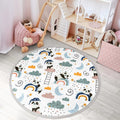 Cute Panda Printed Kids Room Round Rug