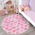 Pink Cat Kids Room Round Rug