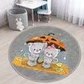 Two Cats Under The Rain Decorative Kids Room Round Rug