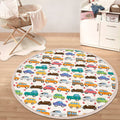 Cars Printed Kids Room Round Rug,