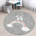 Unicorn Printed Kids Room Decorative Circle Rug
