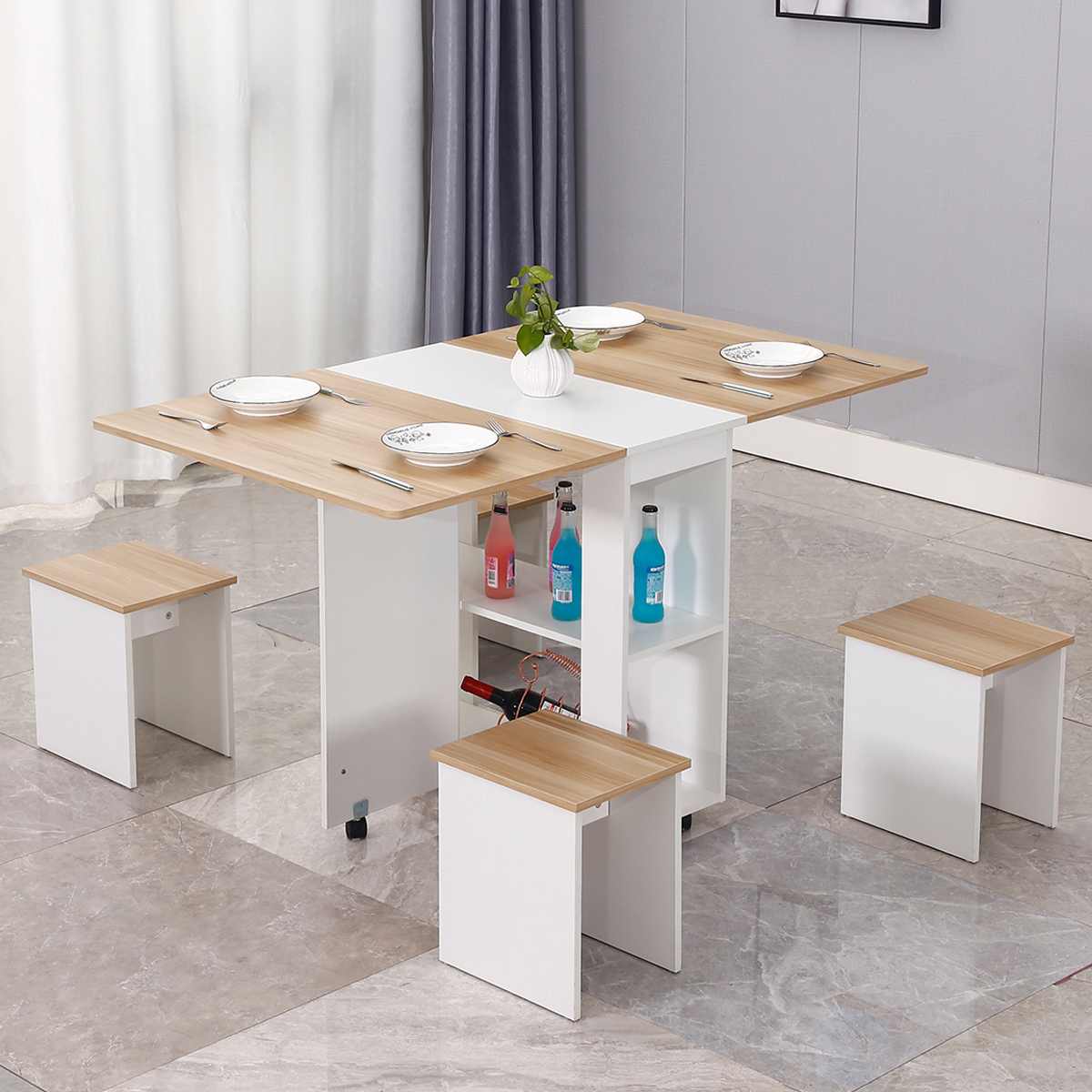 Modern Wooden Folding Dining Table Set