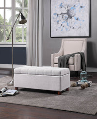 Thumbnail for Tufted Linen Fabric Storage Bench Ottoman