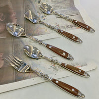 Thumbnail for Stainless Steel Fork Spoon Knife Set with Wooden Handle