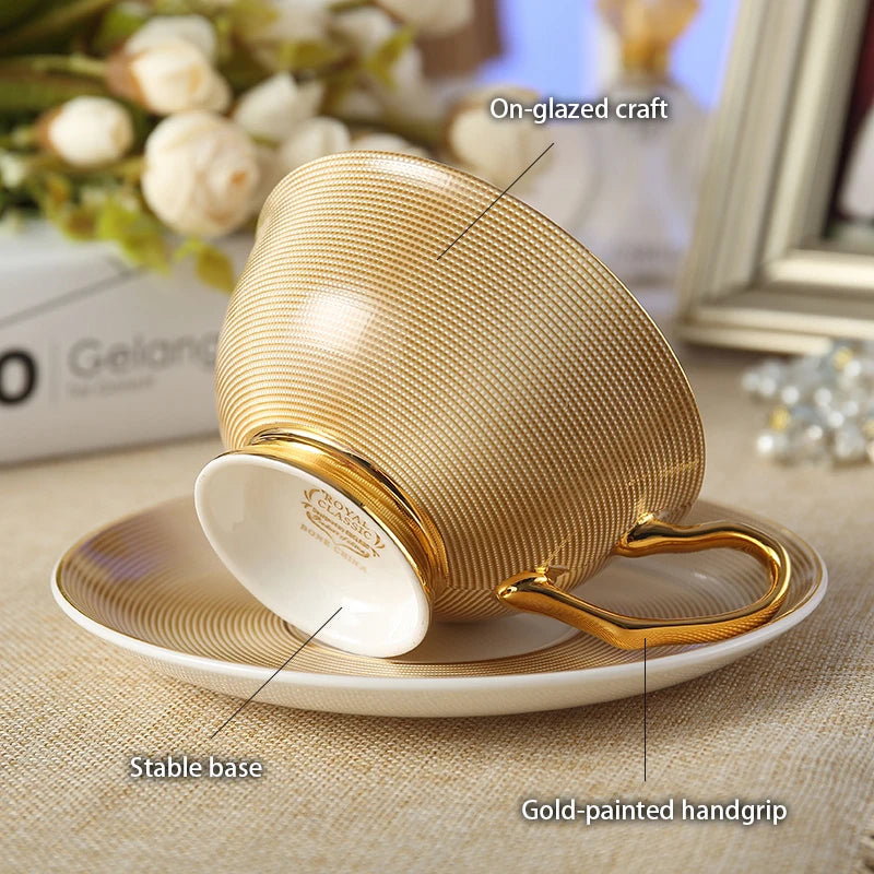 Europe Bone China Coffee Cup Set with Saucer Spoon 200ml - Casatrail.com