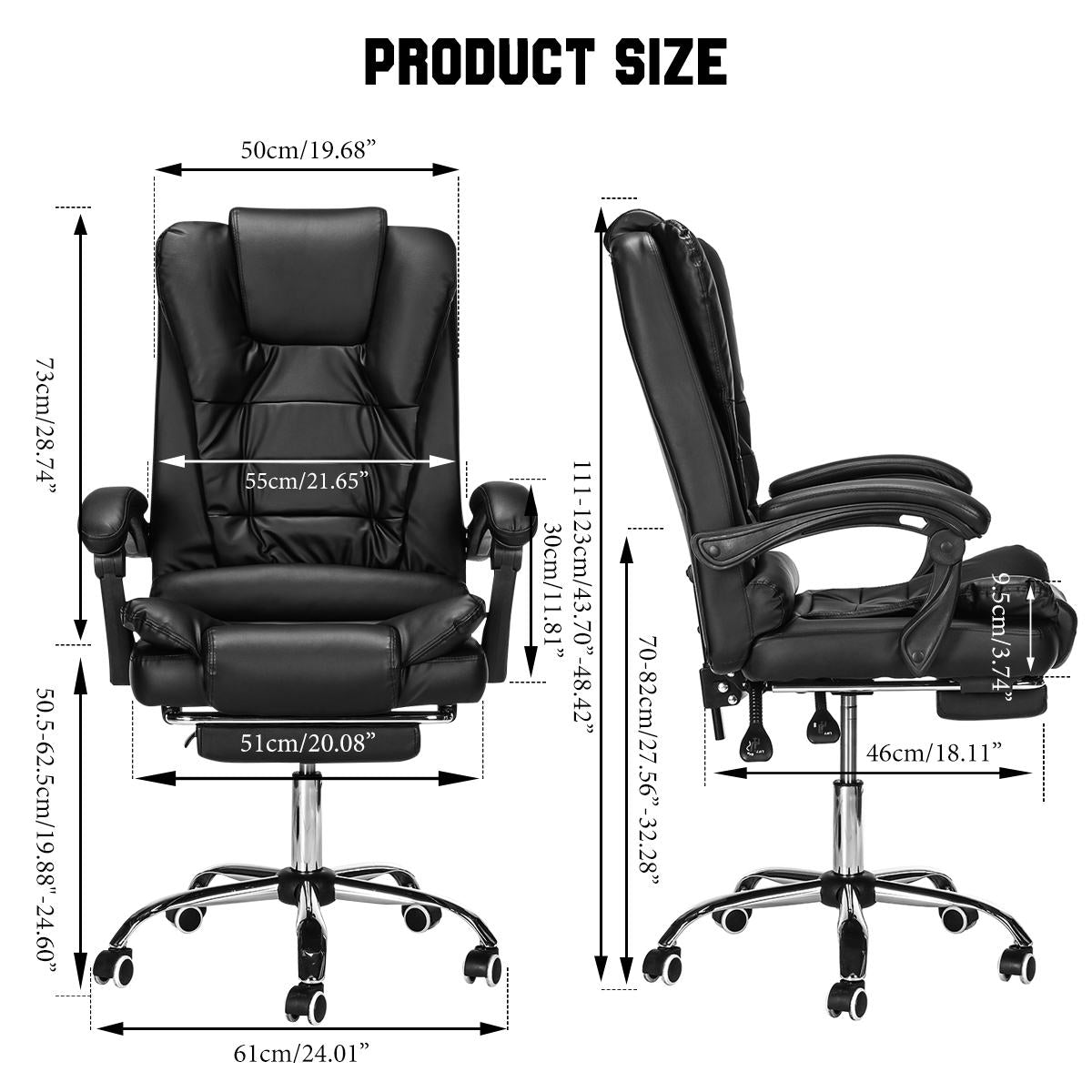 Leather Executive Computer Desk Chair with Adjustable Height