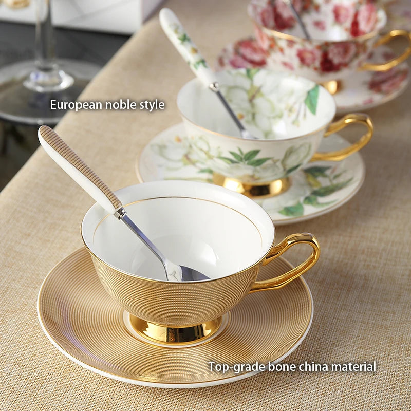 Europe Bone China Coffee Cup Set with Saucer Spoon 200ml