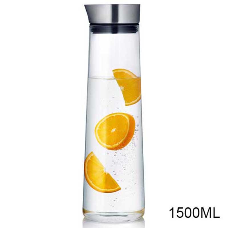 Transparent Glass Juice Jug 900-1800ML with Stainless Steel Lid