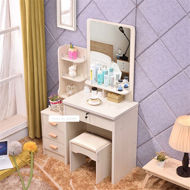 Modern Dresser with Mirror and Lock Stool