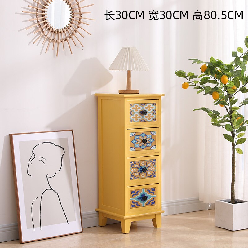 Cartoon Girl Wooden Bedside Table with Multilayer Storage Cabinet