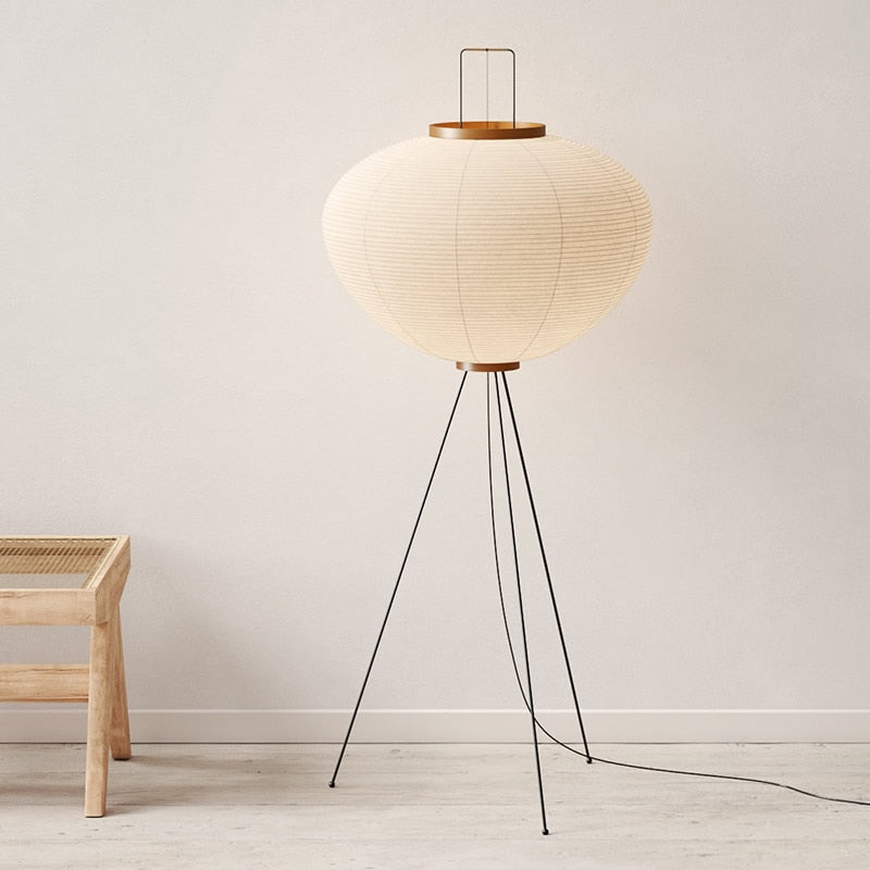 Japanese Wabi Sabi Handmade Rice Paper Floor Lamp for Living Room and Bedroom