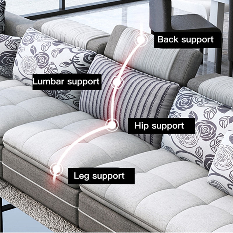 Speaker Sound System Bluetooth U-Shaped Living Room Sofa Bed Sets