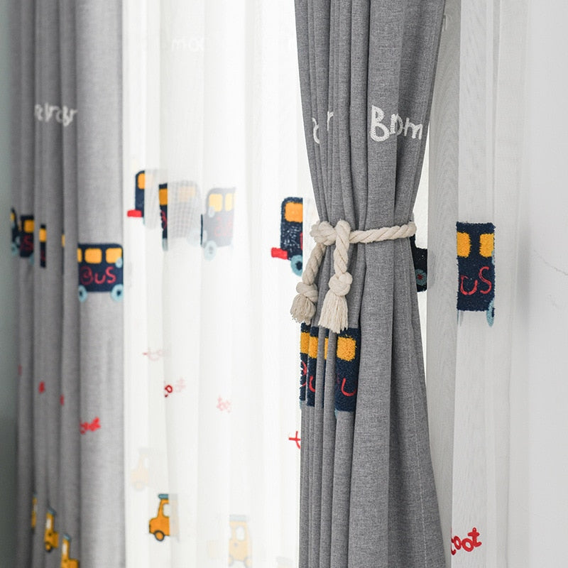 Embroidered Blackout Curtains for Kids Bedroom
