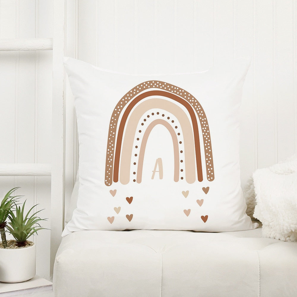 Rainbow Alphabet Print Sofa Cushion Cover - Sea Style
