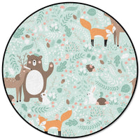 Thumbnail for Round Rug with Forest Animals Print