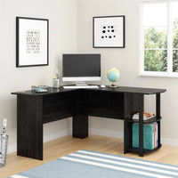 Thumbnail for White L Desk with Bookshelves for Home Office