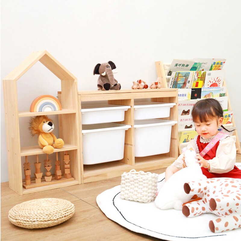 Kids Multi-layer Solid Wood Toy Storage Shelf
