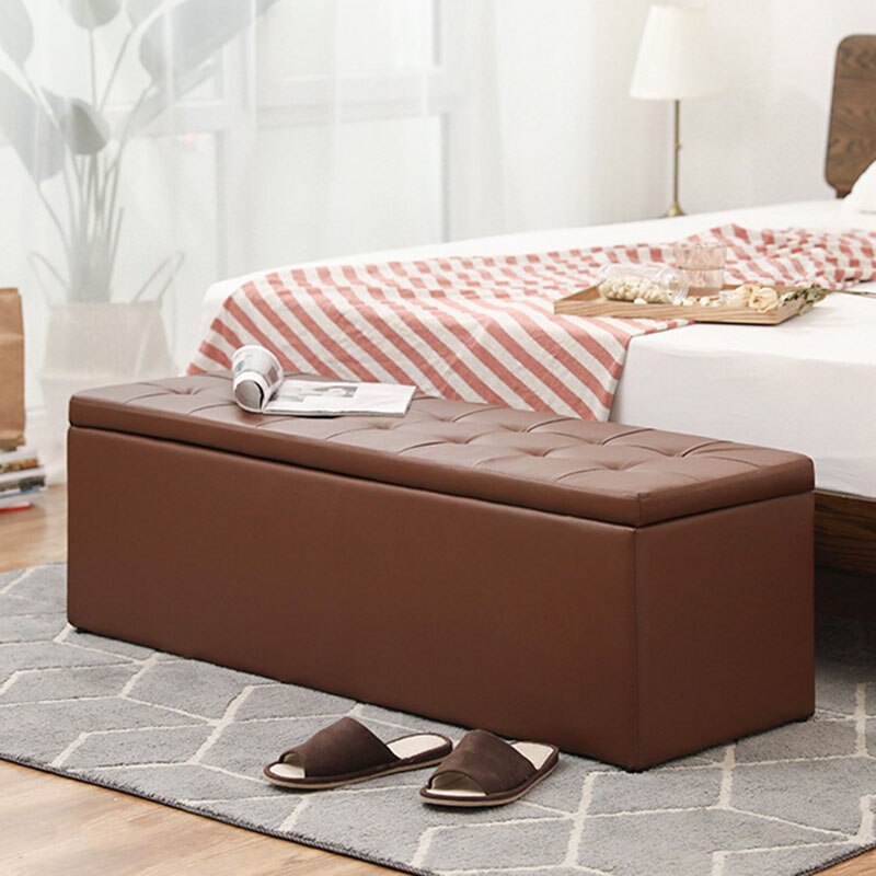 Modern Long Bench Stool for Entryway with Footrest