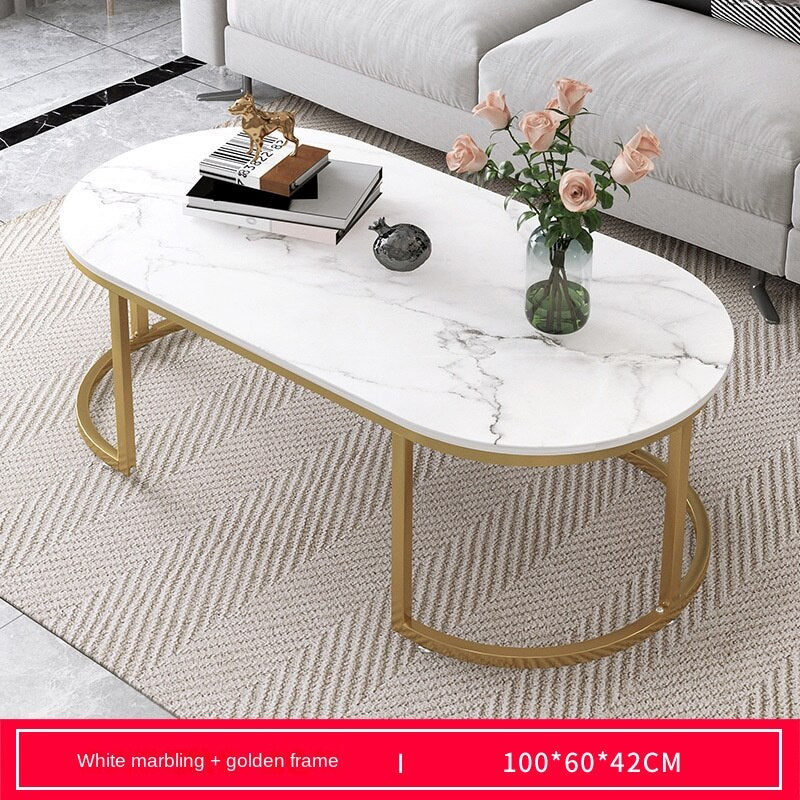 White Nordic Coffee Table with Marble Storage