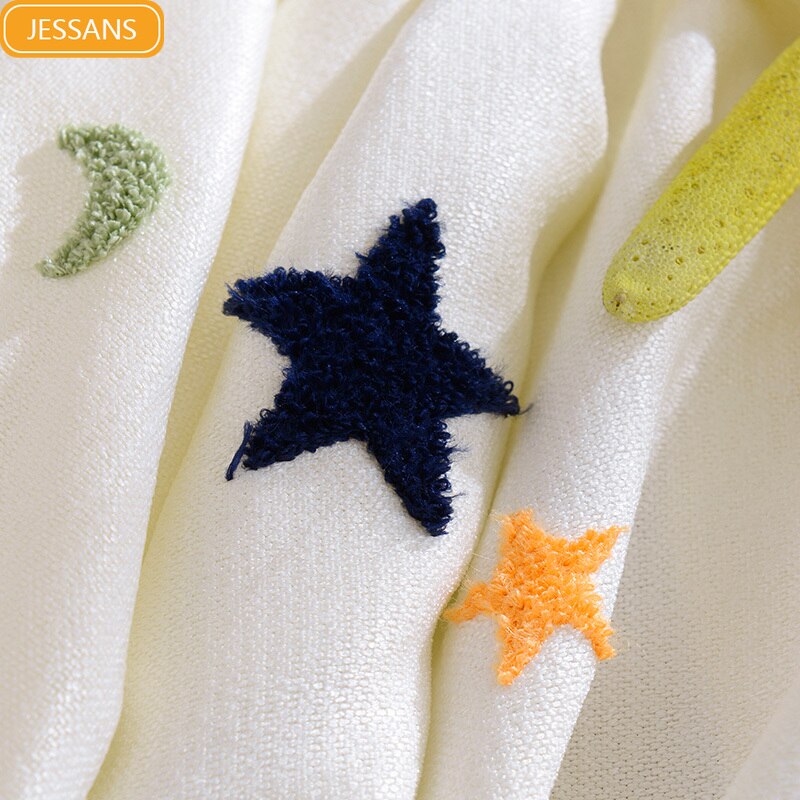 Kids Embroidered Star Moon Curtains