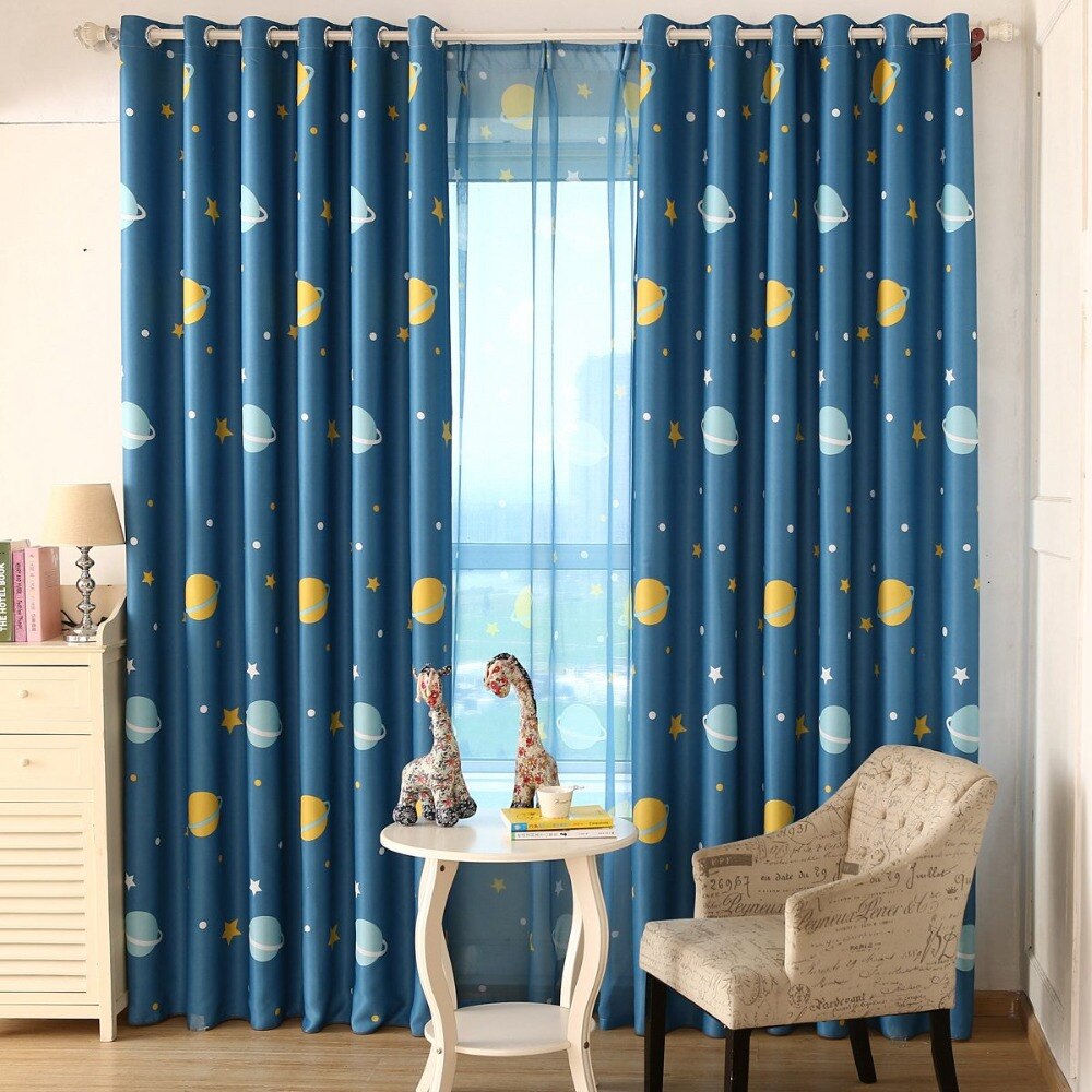 Planet Print Curtains with French Window Drapes