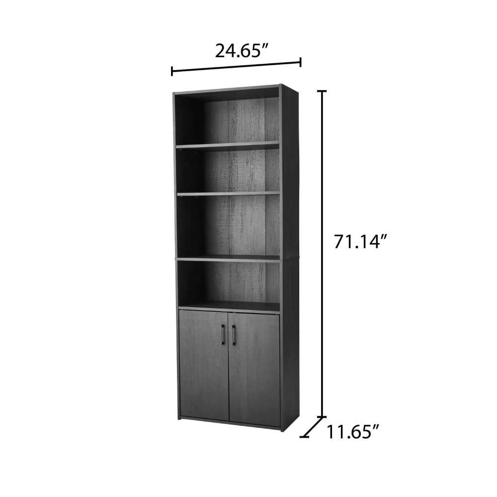 Traditional 5-Shelf Bookcase with Doors