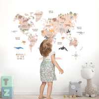 Thumbnail for Educational World Map Animals Stickers for Nordic Kids Study Room