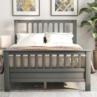 Thumbnail for Wood Platform Bed - Minimalist Bedroom Furniture in Gray
