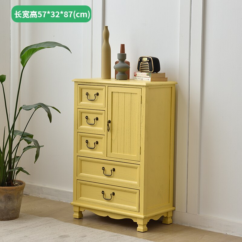 American Style Retro Chest of Drawers with Old Solid Wood