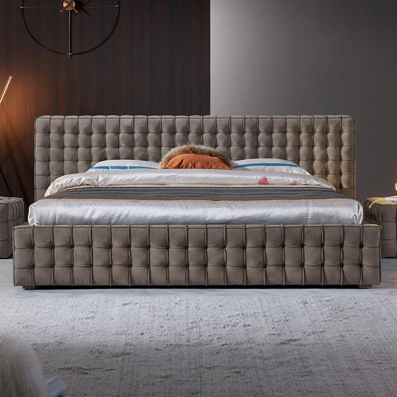 Italian Modern Fabric Velvet King Size Bed Frame