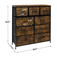 Thumbnail for Fabric Dresser with 9 Drawers, Rustic Wood