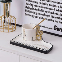Thumbnail for Nordic Piano Key Ceramic Coffee Cup with Spoon