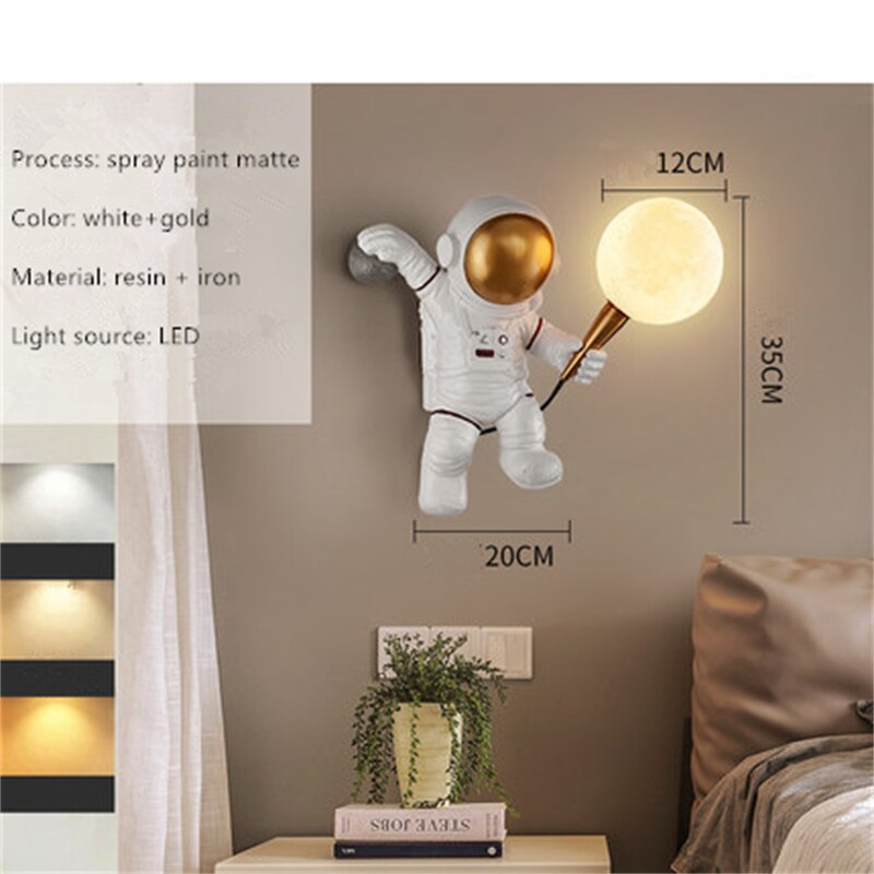 Nordic LED Astronaut Wall Light for Children's Rooms