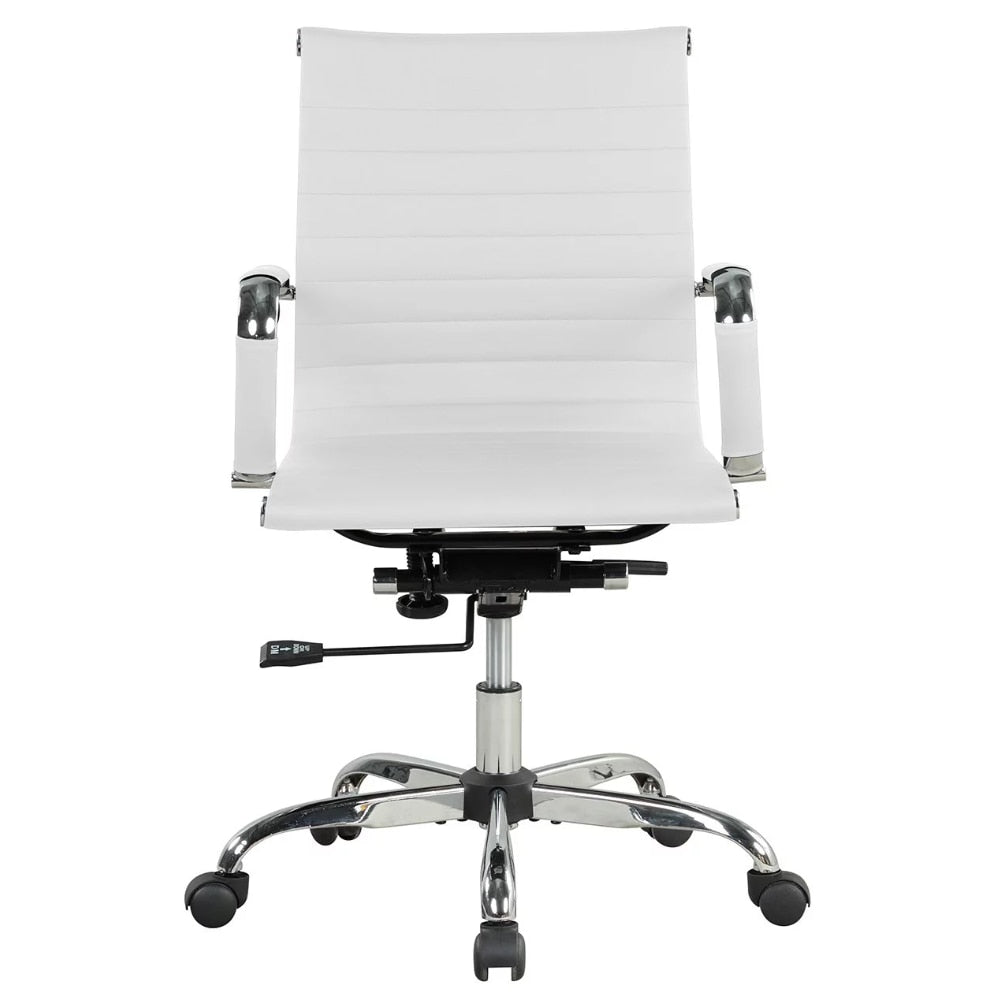 Ribbed Back PU Leather Office Chair with Adjustable Height