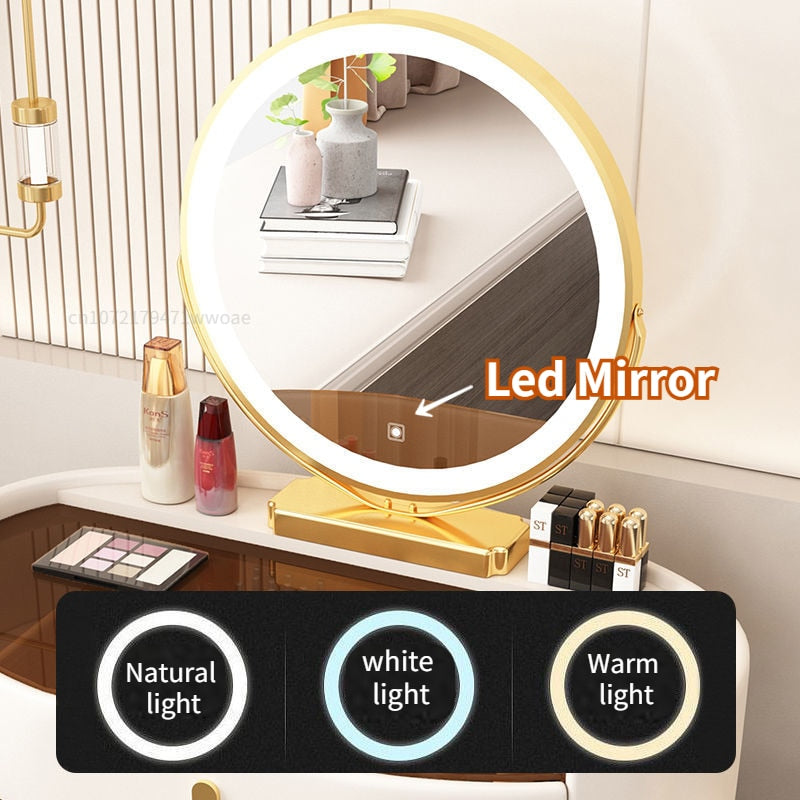 Natural LED Vanity Desk Dresser Table for Household Floor