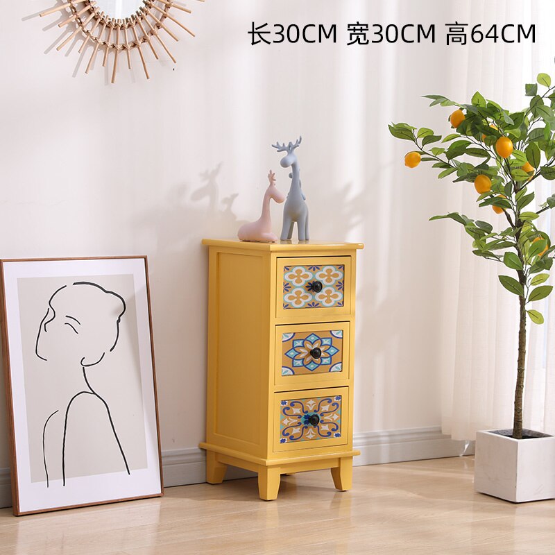 Cartoon Girl Wooden Bedside Table with Multilayer Storage Cabinet