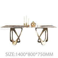 Thumbnail for Gold Rectangular Dining Table Set with 6 Chairs