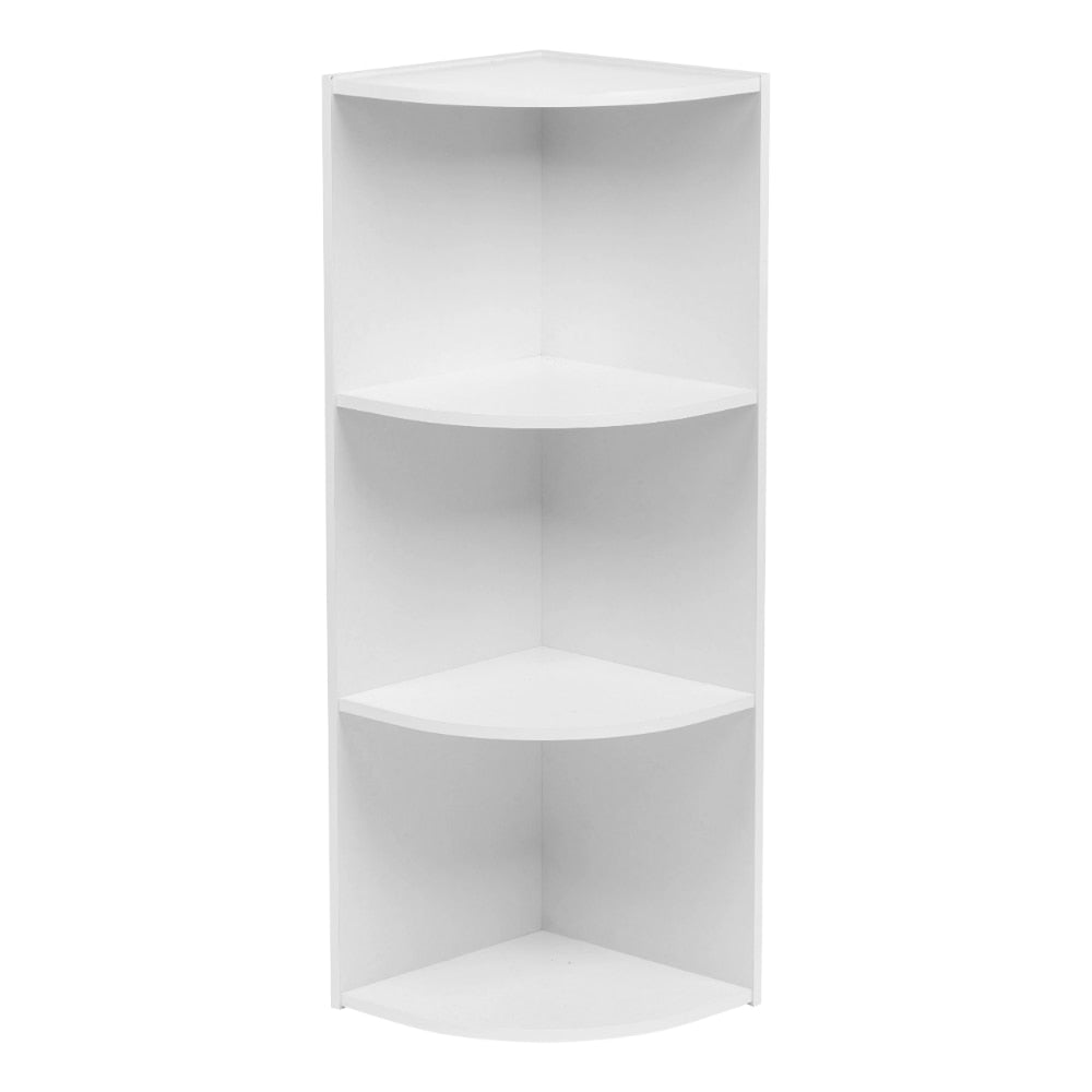 White 3-Tier-Corner Bookcase Storage Shelf