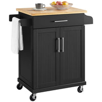 Thumbnail for Black Rolling Kitchen Cart with Storage and Spice Rack
