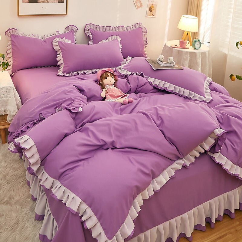 Cute Pink Quilt Cover 4-Piece Luxury Bedding Set