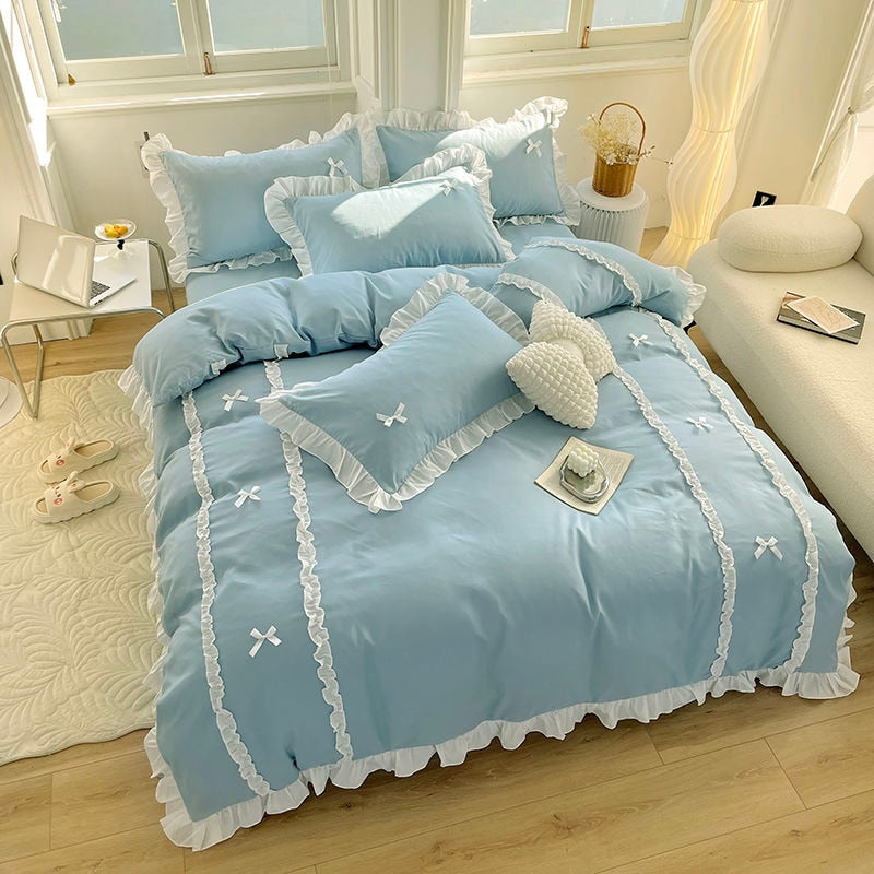 Princess Style Bedding Sets with Lace Bowk