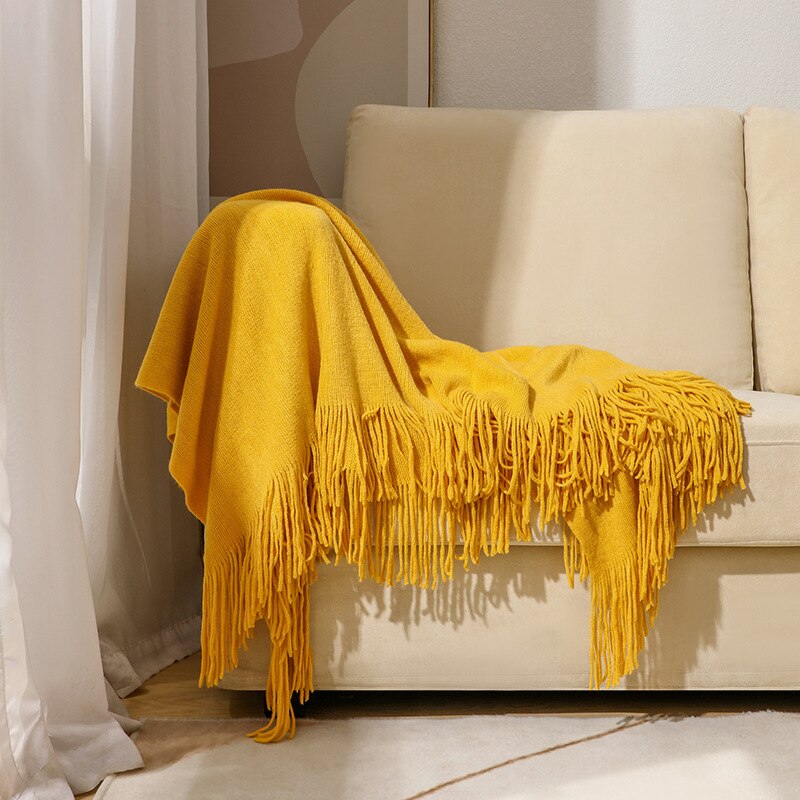 Sofa Blanket Knitted Shawl in Solid Color