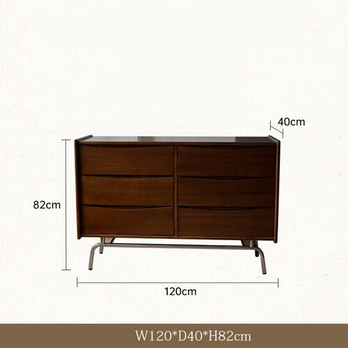 Retro Solid Wood Chest of Drawers with Six Drawers