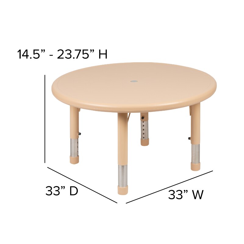 Height Adjustable 33" Round Activity Table