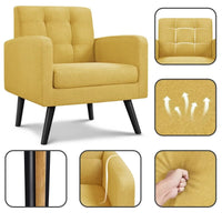 Thumbnail for Modern Tufted Accent Arm Chair, Yellow